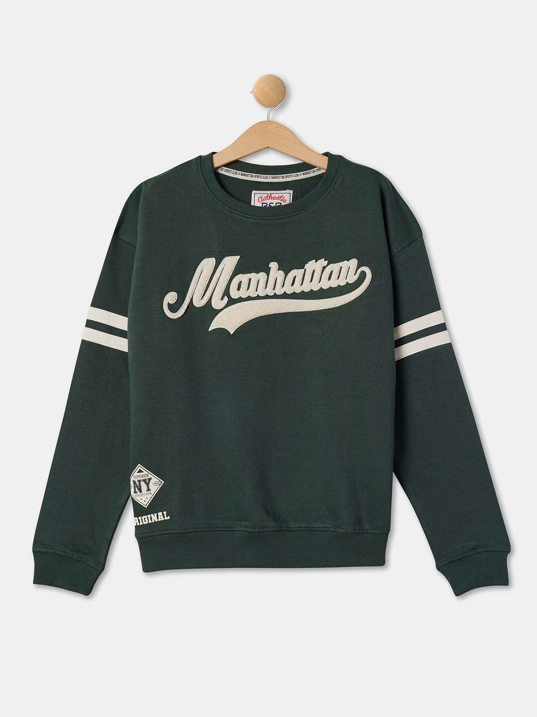 

R&B Boys Typography Printed Cotton Pullover, Green