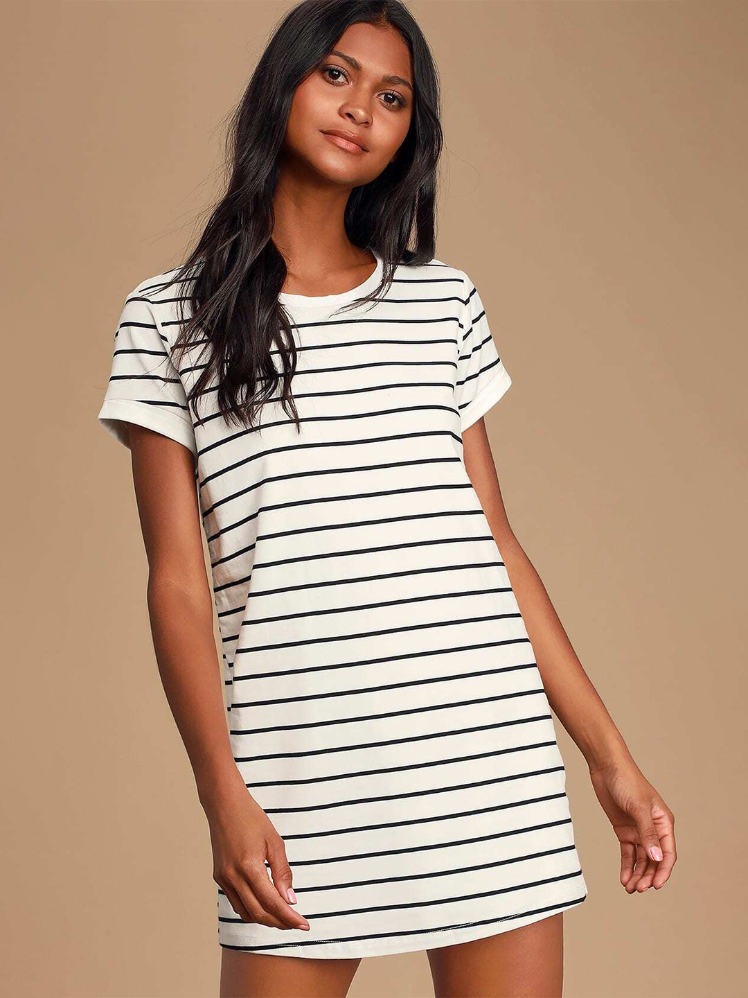 

RARE Striped T-shirt Mini Dress, Black