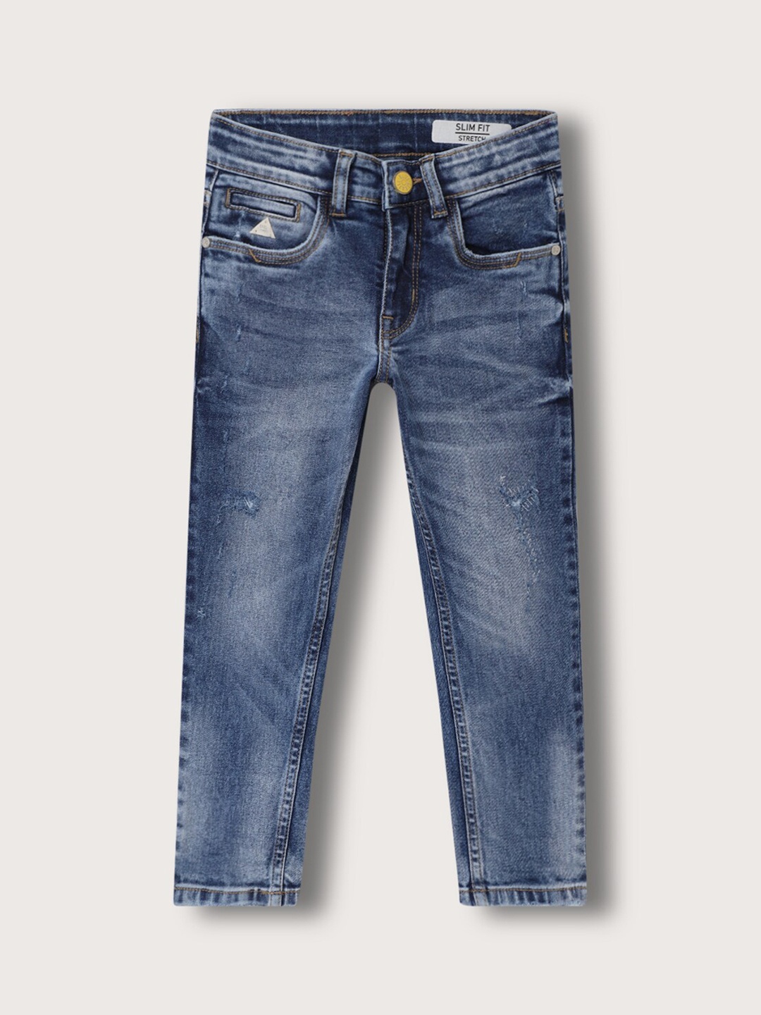 

Blue Giraffe Boys Slim Fit Mildly Distressed Heavy Fade Stretchable Jeans