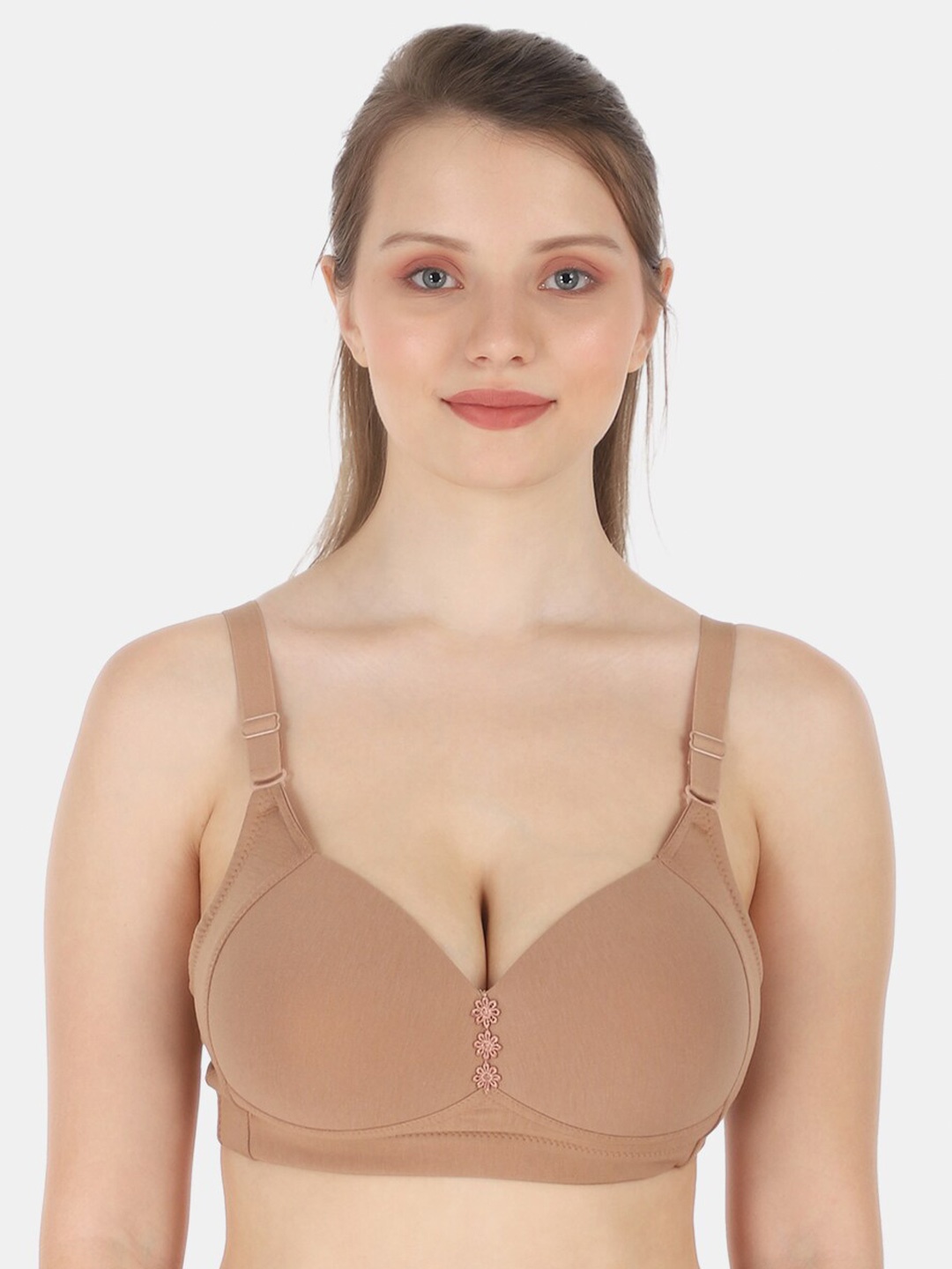 

Tweens Lightly Padded Full Coverage All Day Comfort Cotton Seamless Minimizer Bra, Beige