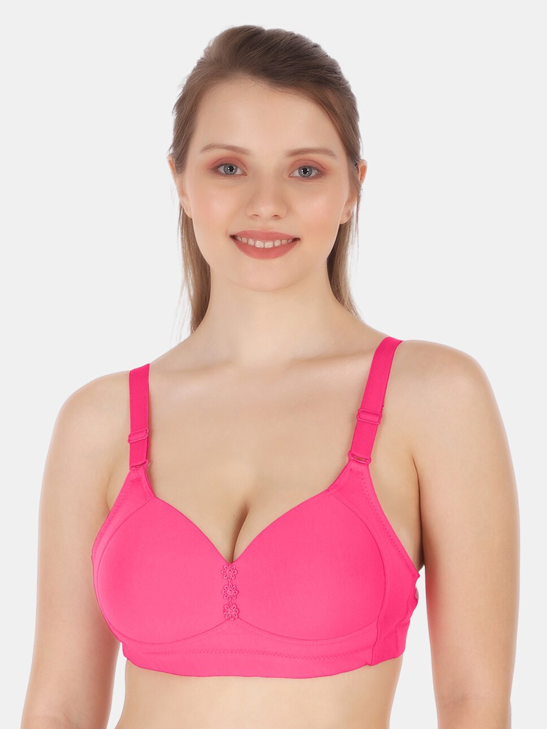 

Tweens Lightly Padded Full Coverage All Day Comfort Cotton Seamless Minimizer Bra, Pink