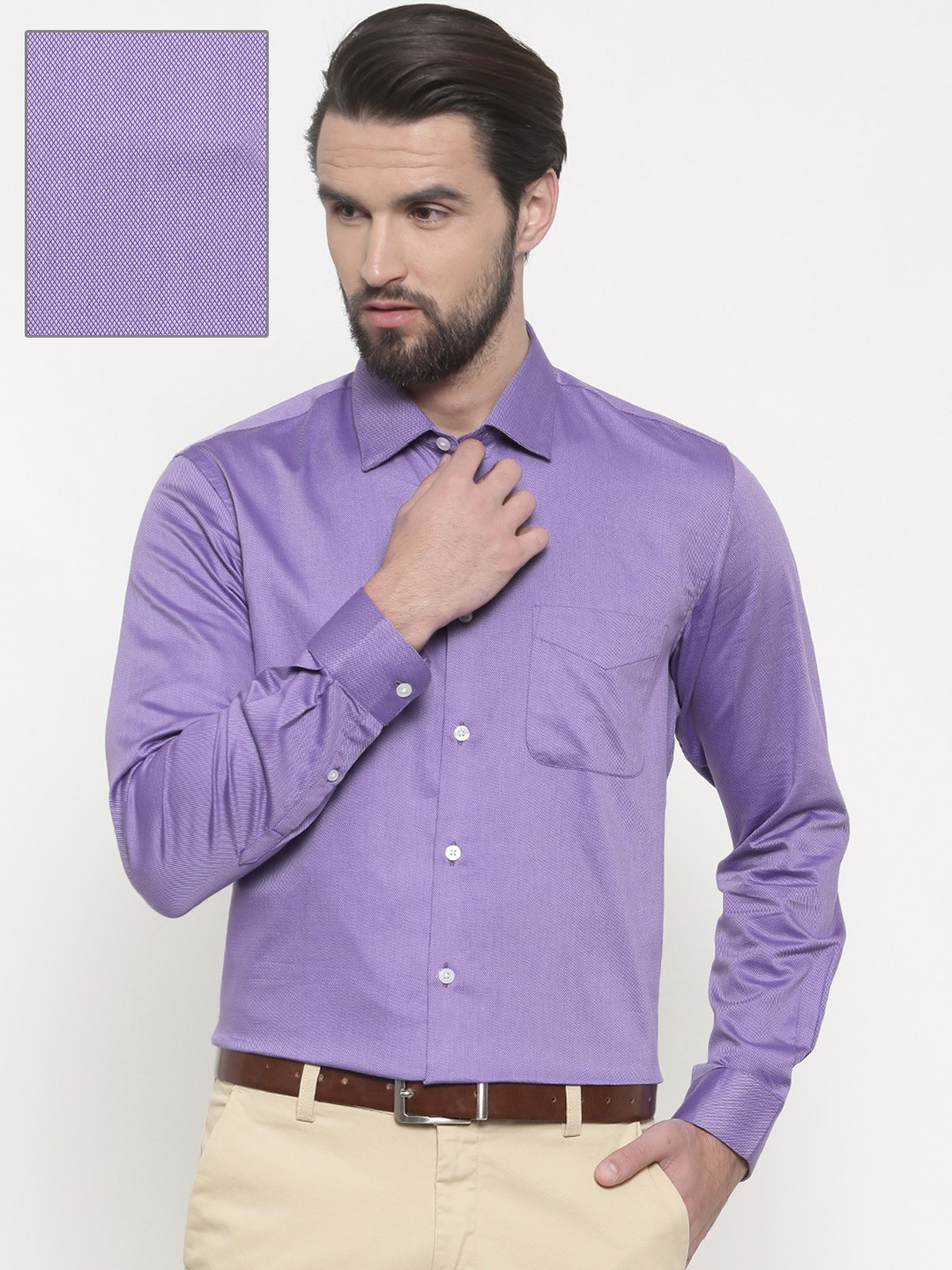

Peter England Elite Men Purple Regular Fit Self Design Formal Shirt