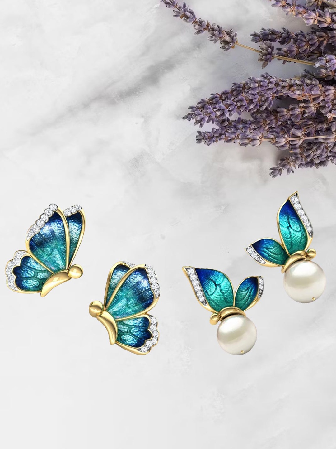 

UNIVERSITY TRENDZ Set Of 2 Gold-Plated Classic Studs