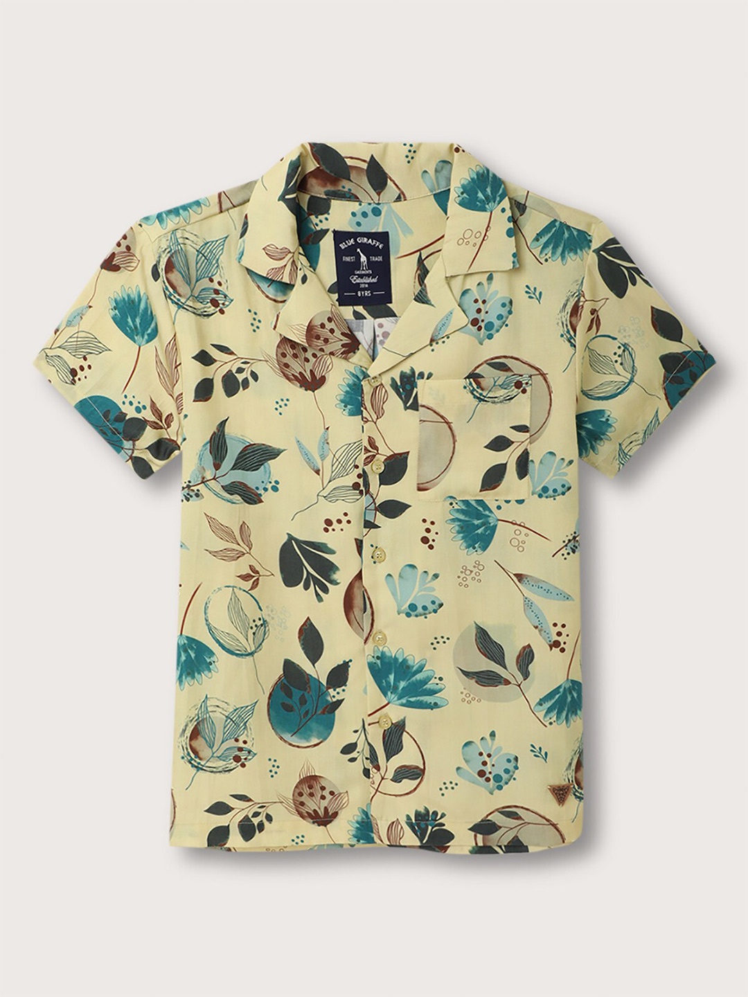 

Blue Giraffe Boys Floral Printed Casual Shirt, Yellow