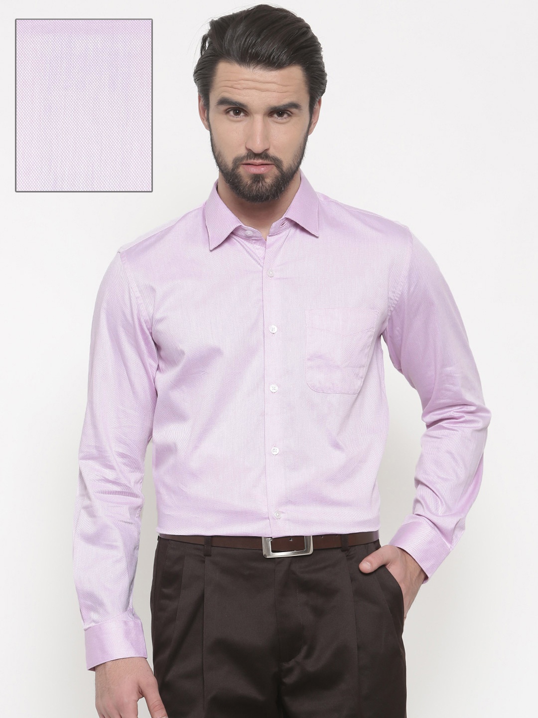 

Peter England Elite Men Pink Regular Fit Self Design Formal Shirt