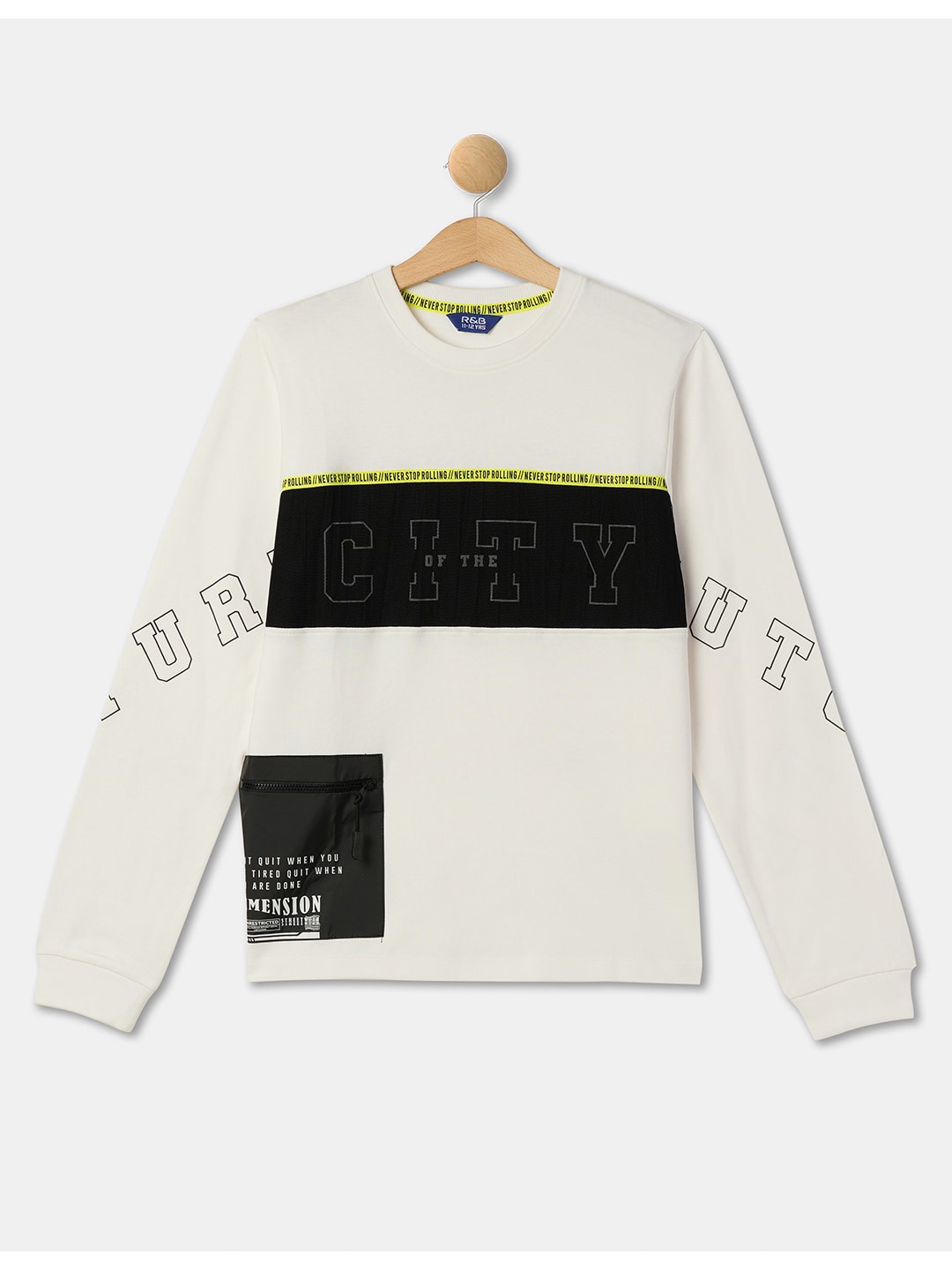 

R&B Boys Typography Printed Cotton T-shirt, White