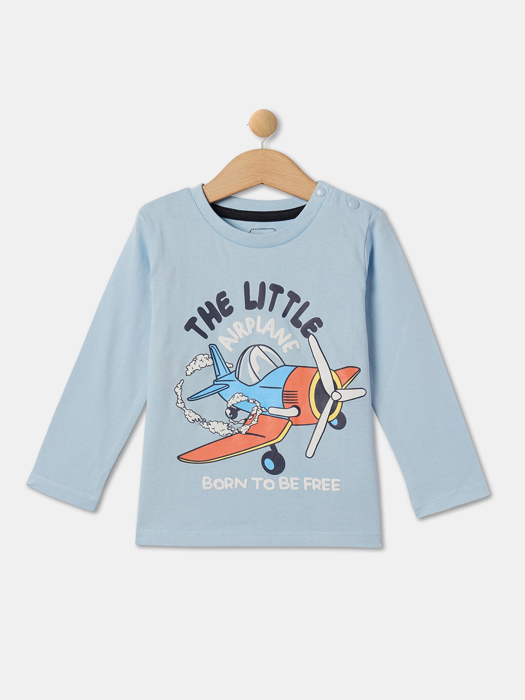 

R&B Infant Boys Graphic Printed Round Neck Cotton T-shirt, Blue