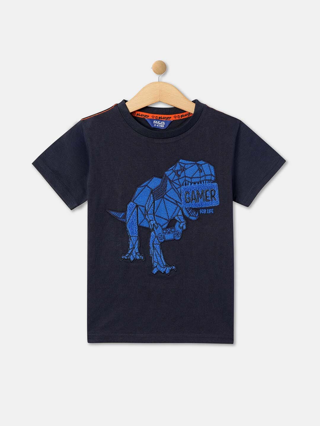 

R&B Boys Graphic Printed Cotton Relaxed Fit T-shirt, Navy blue