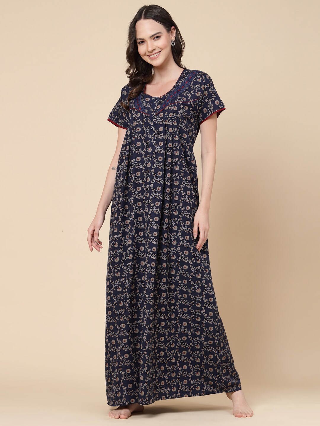 

Sweet Dreams Floral Printed Maxi Nightdress, Navy blue