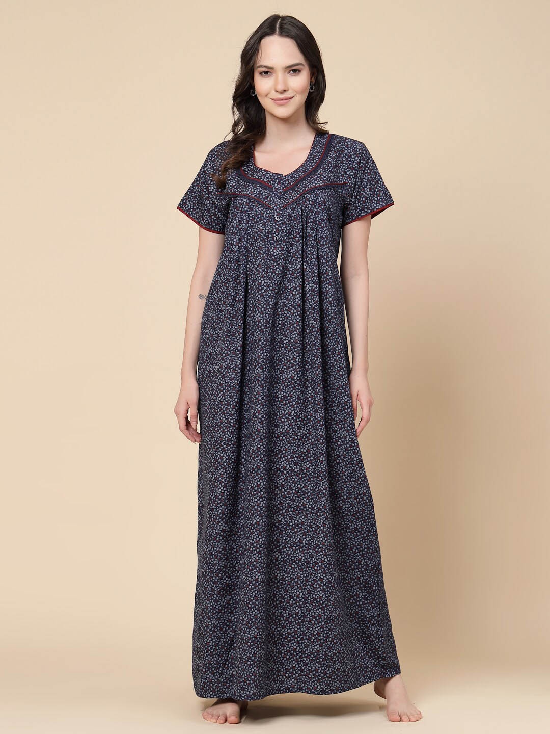 

Sweet Dreams Printed Short Sleeved Maxi Nightdress, Blue