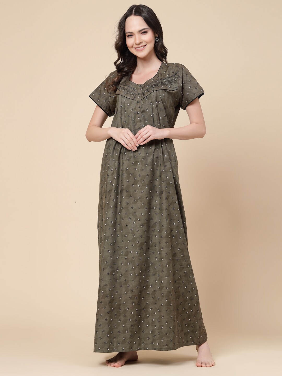 

Sweet Dreams Floral Printed Maxi Nightdress, Olive