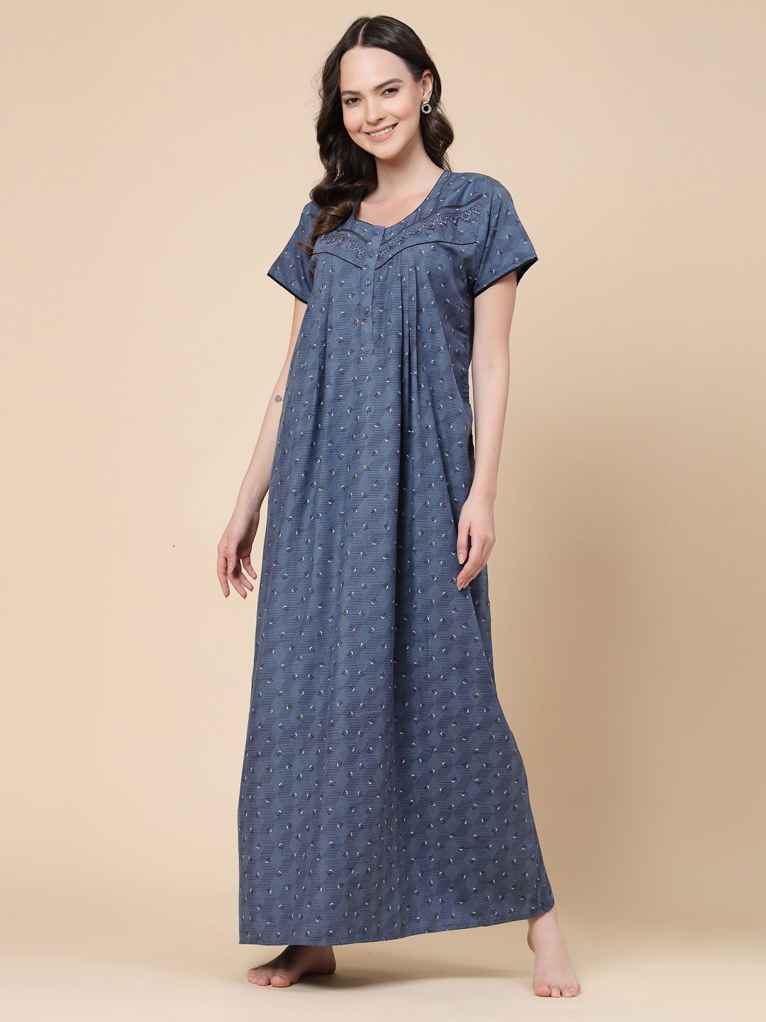 

Sweet Dreams Floral Printed Maxi Nightdress, Blue