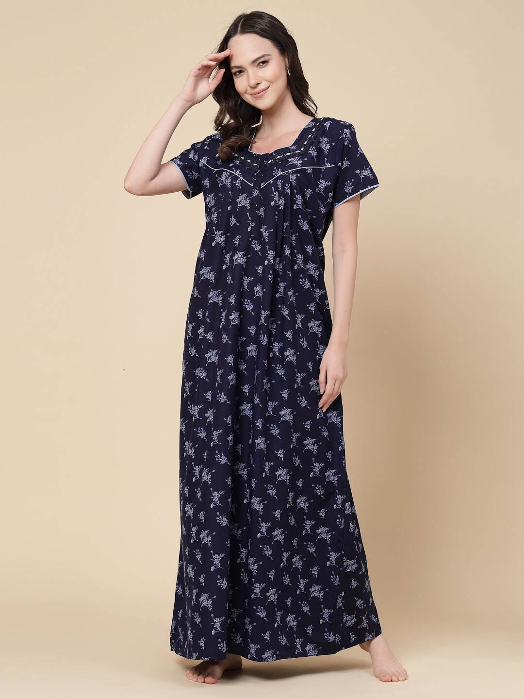 

Sweet Dreams Floral Printed Maxi Nightdress, Navy blue