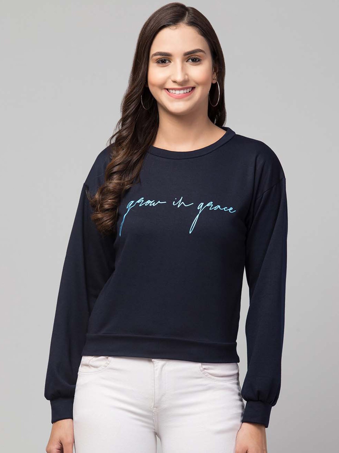 

Chemistry Typography Printed Pullover Sweatshirt, Navy blue