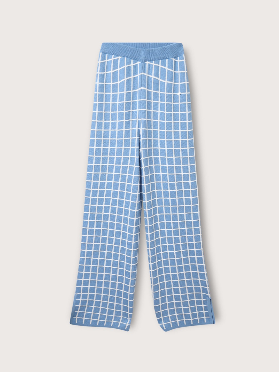 

ELLE Girls Checked Straight Fit Mid-Rise Trousers, Blue