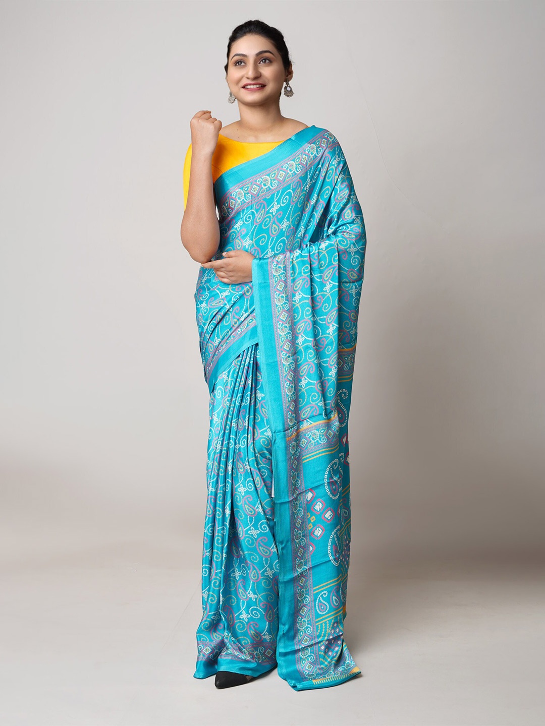 

Unnati Silks Printed Bandhani Saree, Blue