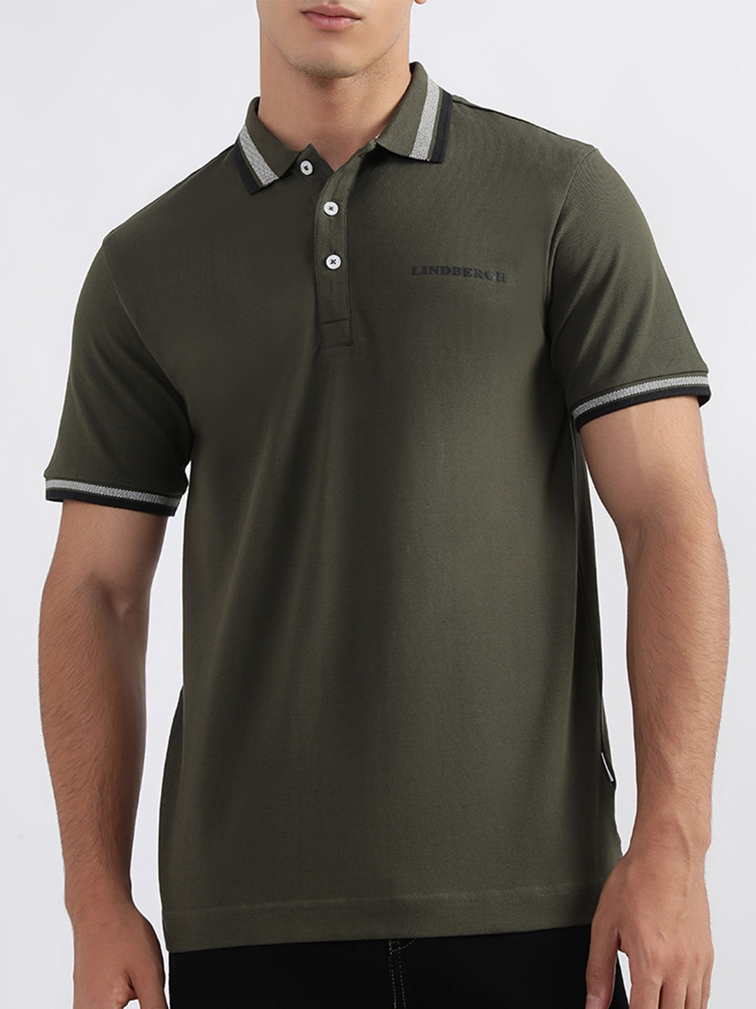 

LINDBERGH Polo Collar Short Sleeves T-shirt, Olive