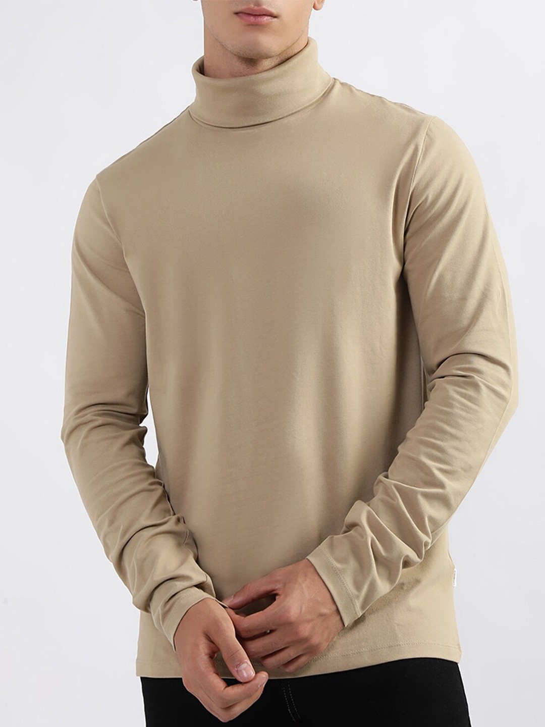 

LINDBERGH Long Sleeves Turtle Neck Slim Fit T-shirt, Beige