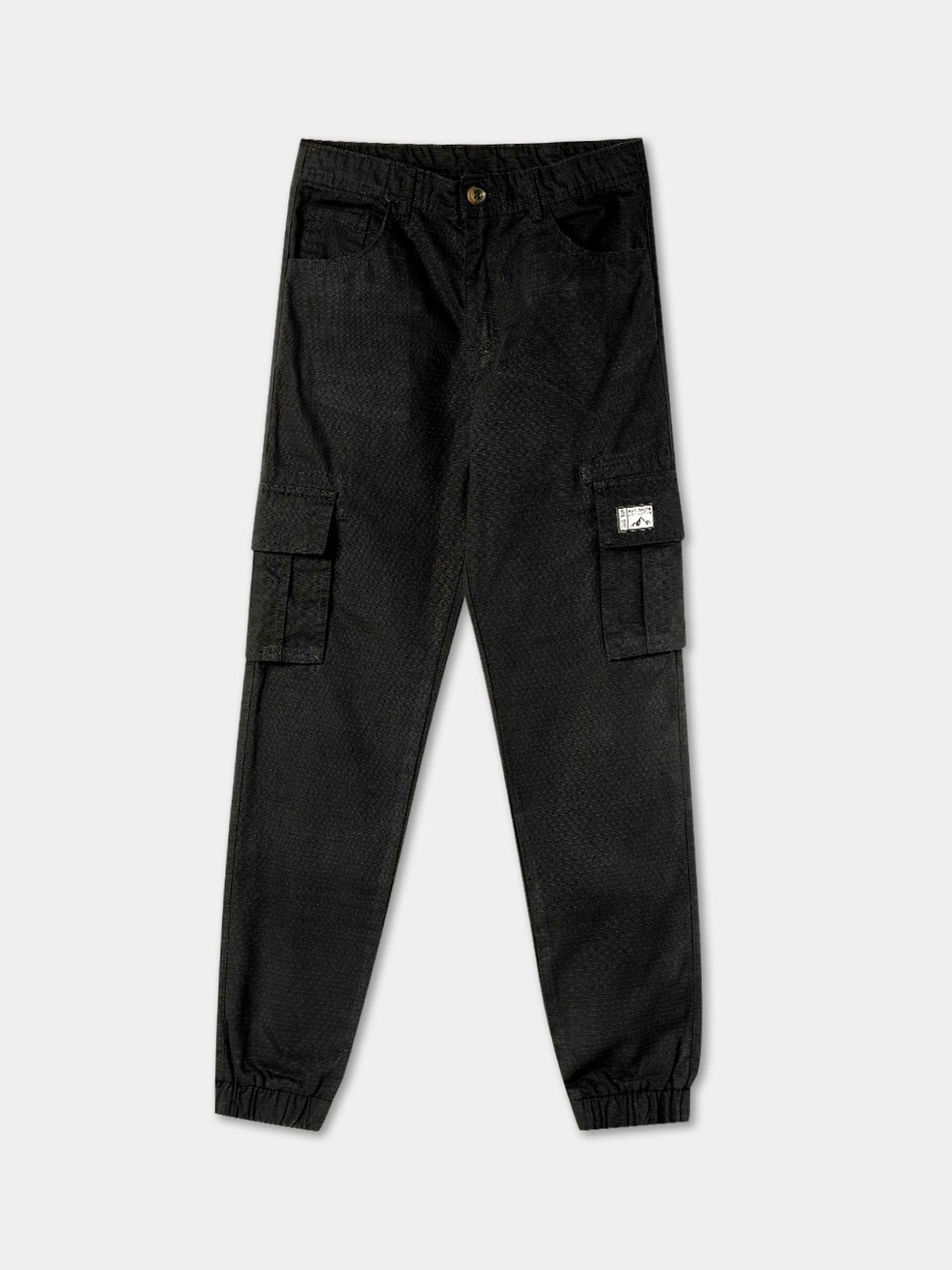 

R&B Boys Striped Cotton Cargos Joggers, Black