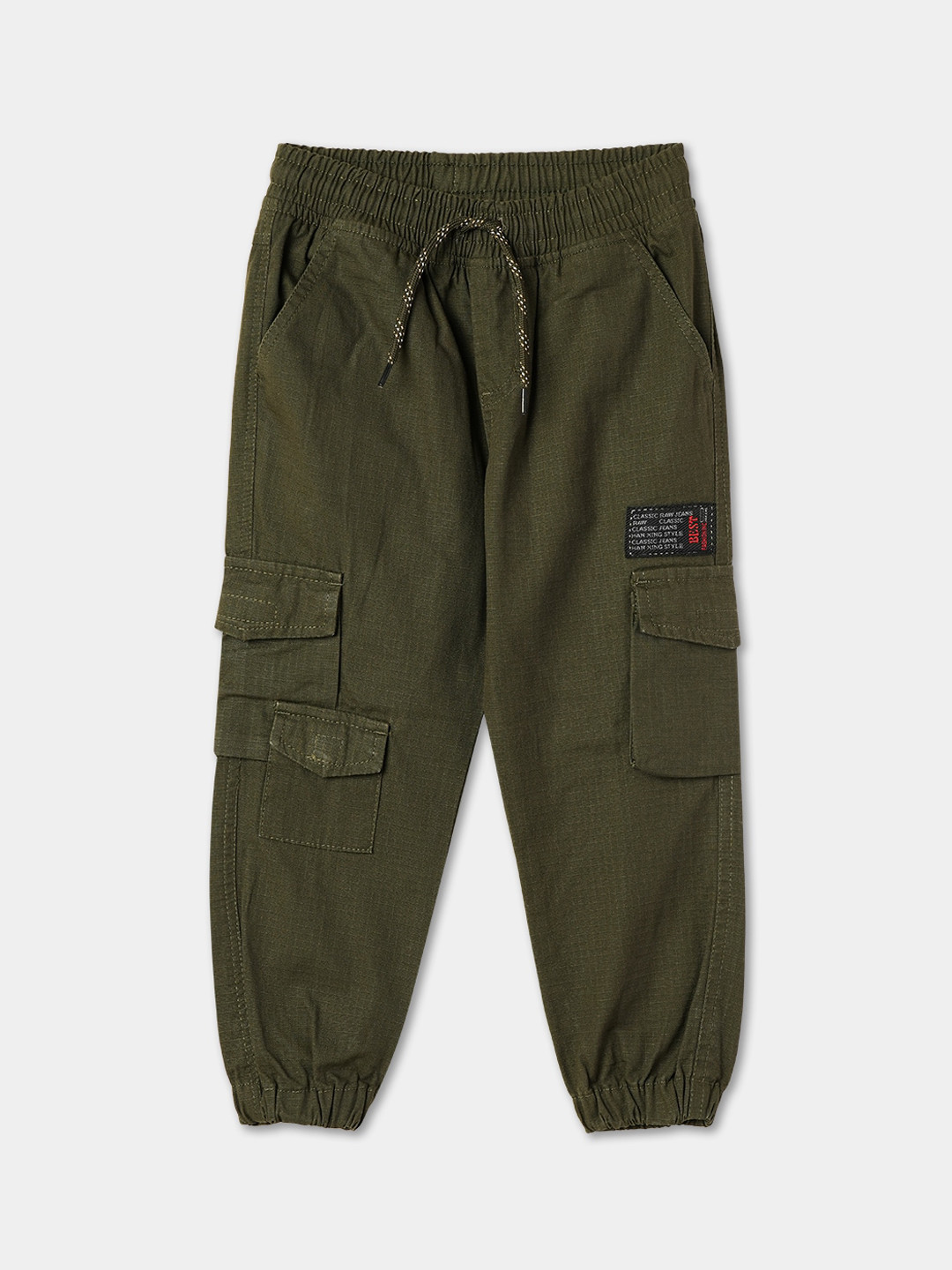

R&B Boys Cotton Cargos Joggers, Olive