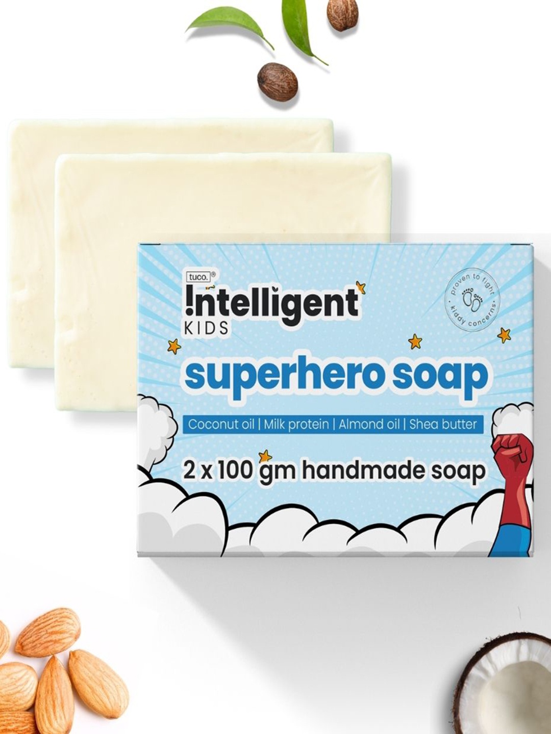 

Tuco Intelligent Kids Set Of 2 Superhero Soap For Deep Cleaning - 100g Each, Off white