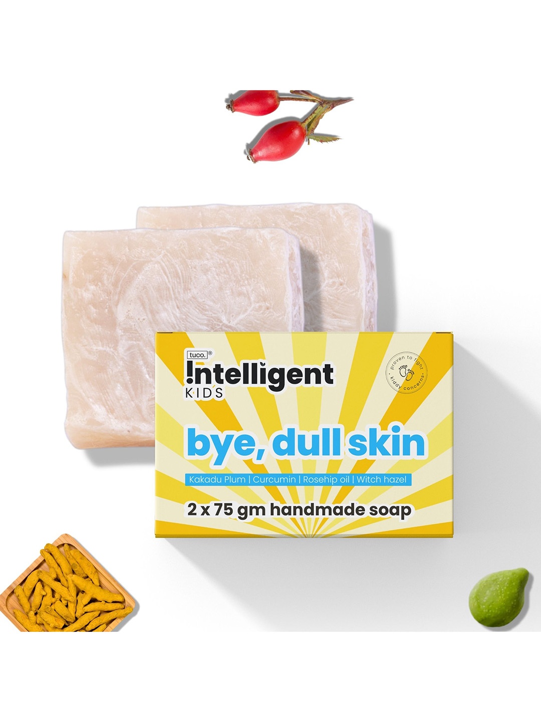 

Tuco Intelligent Kids Set Of 2 Bye Dull Skin Soap For Dull & Sensitive Skin - 100g Each, Off white