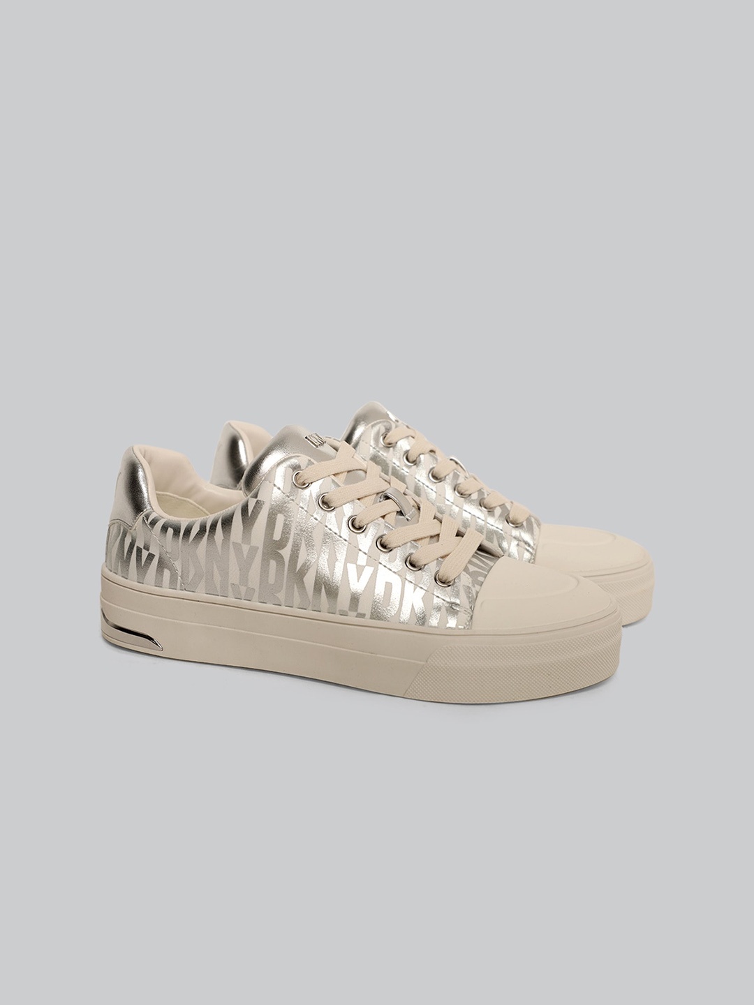 

DKNY Women Textured Comfort Insole Lace-Up Sneakers, Beige