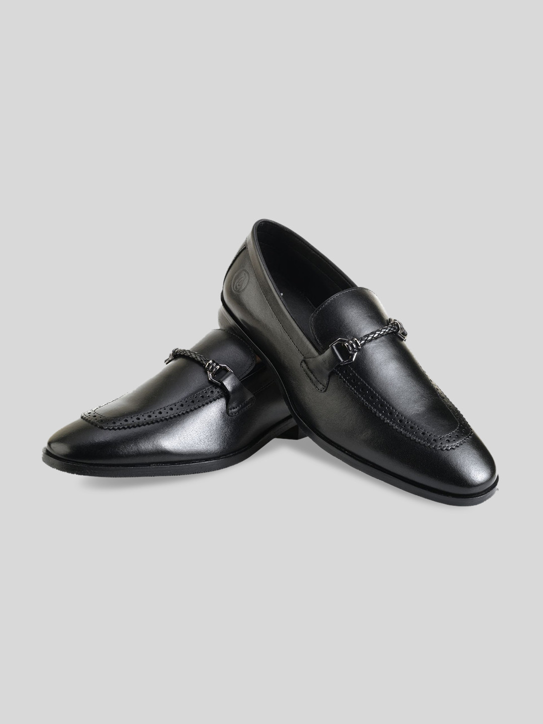 

Jack Rebel Men Classy Textured Formal Horsebit Loafers, Black