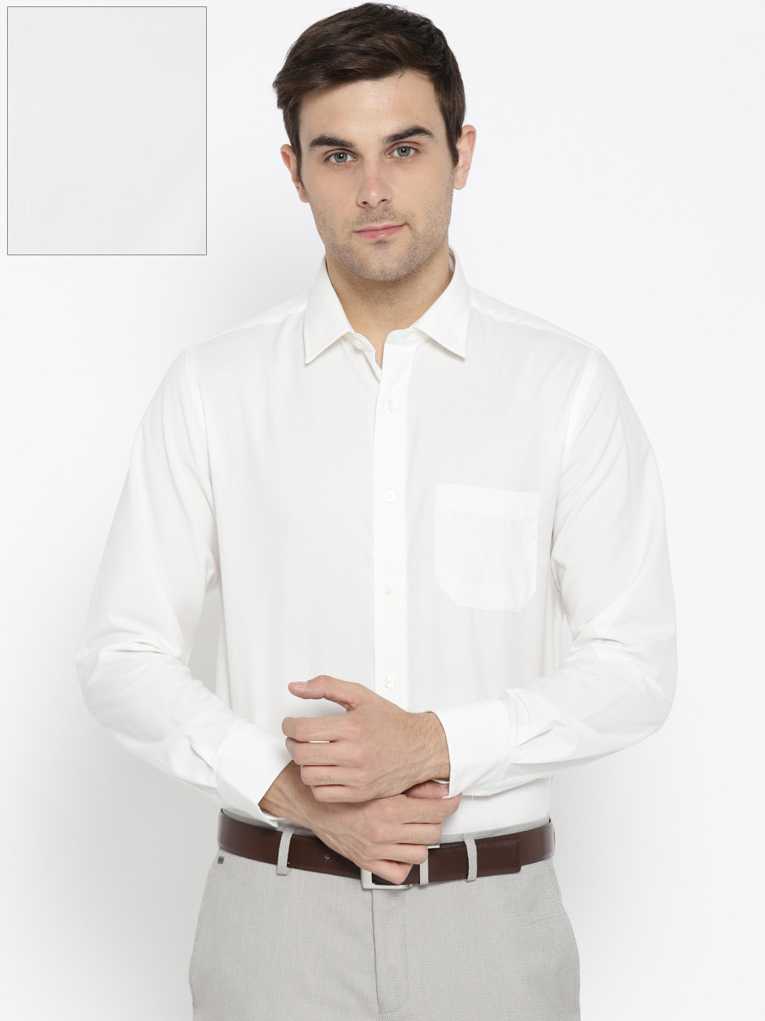 

Peter England Men White Slim Fit Solid Formal Shirt
