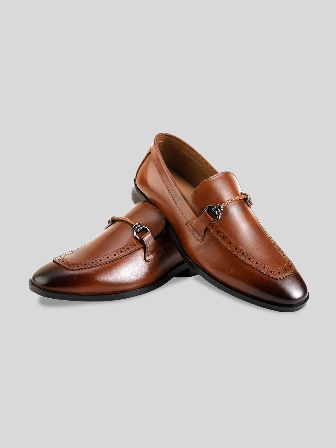 

Jack Rebel Men Scallop Leather Formal Loafers, Tan