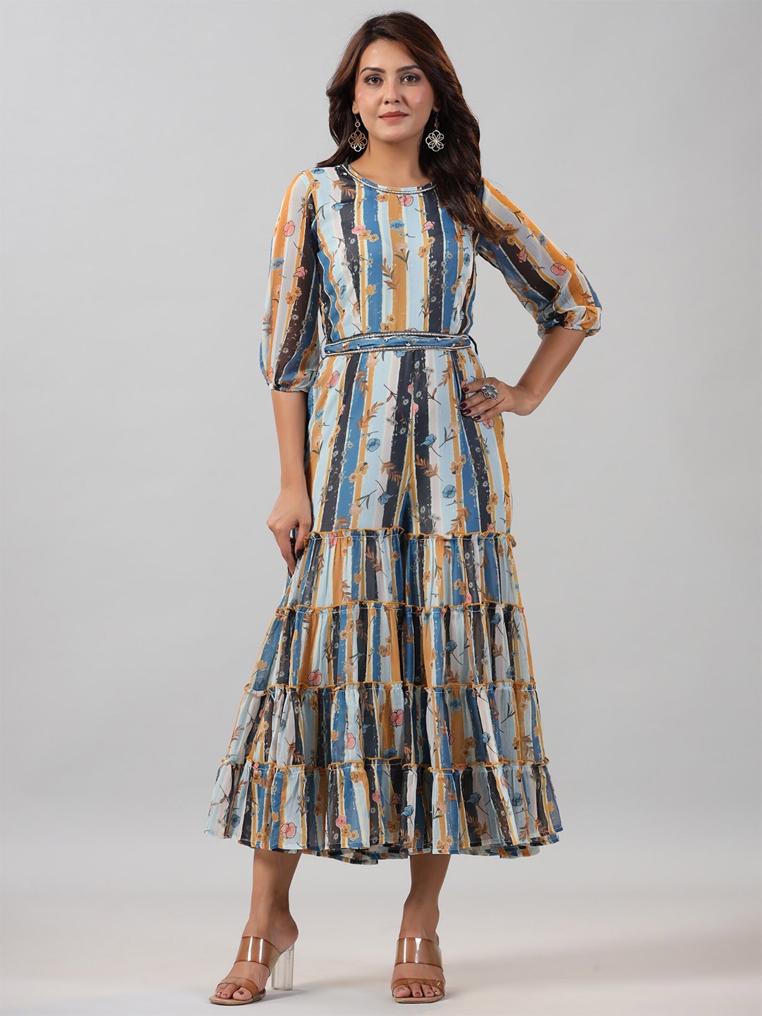 

Juniper Ethnic Motif Printed Culotte Jumpsuit, Blue