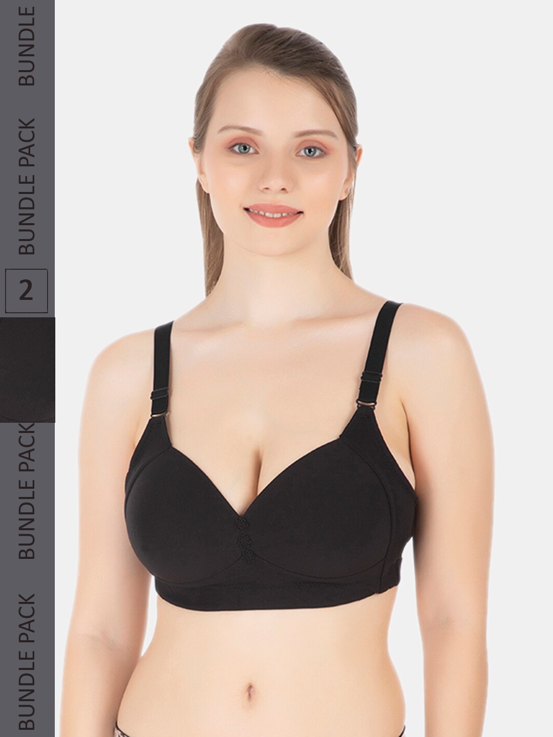 

Tweens Pack Of 2 Full Coverage All Day Comfort Lightly Padded Cotton Minimizer Bra, Black