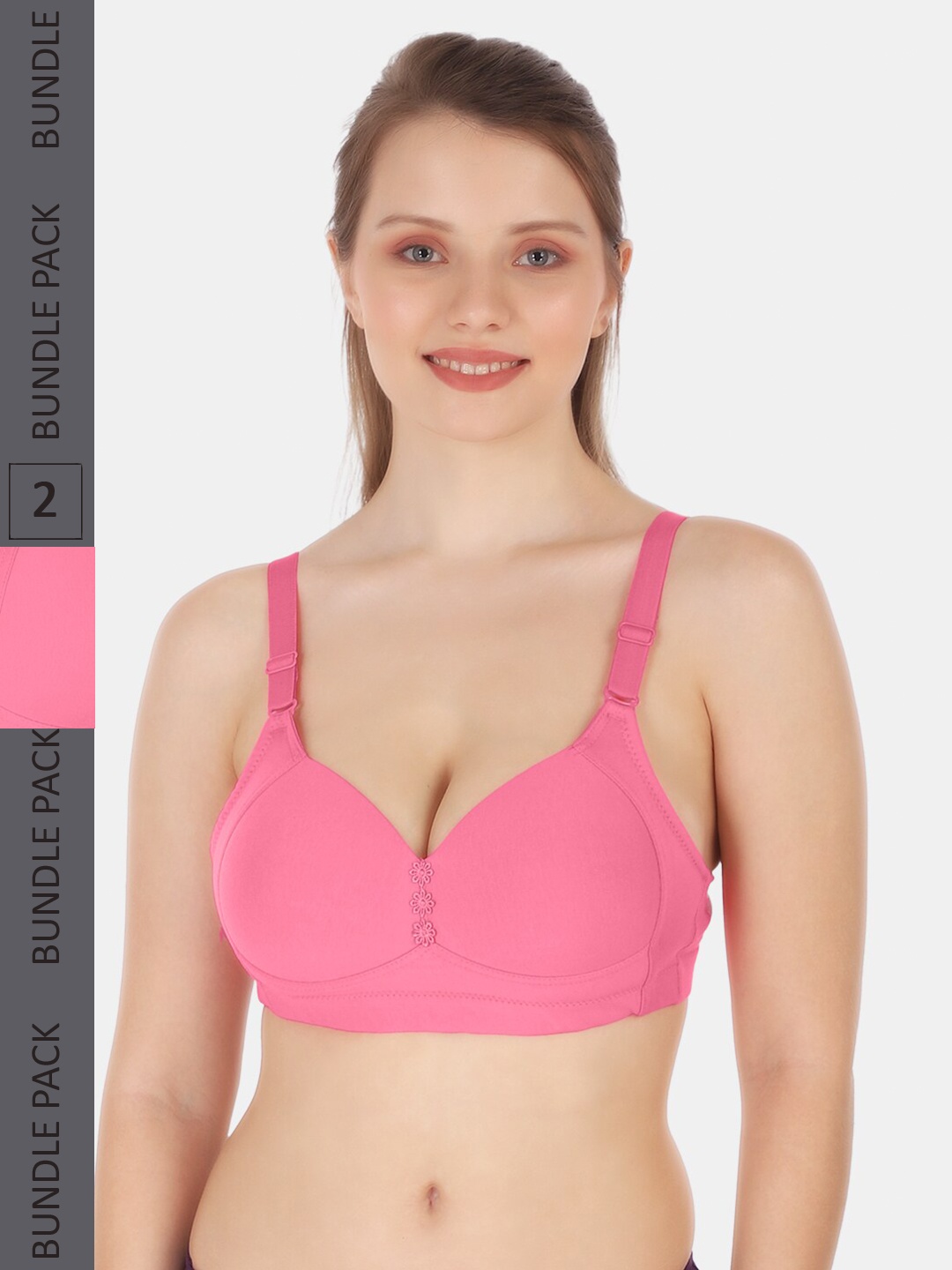 

Tweens Lightly Pack Of 2 Padded Non-Wired Seamless Minimiser Bra With All Day Comfort, Pink