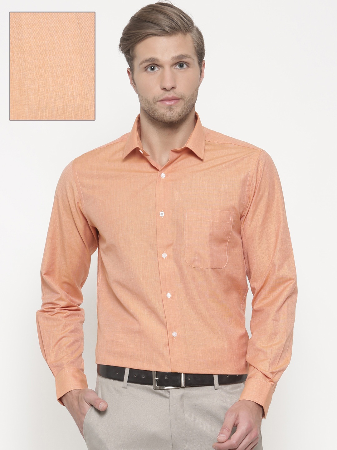 

Peter England Men Orange Slim Fit Solid Formal Shirt