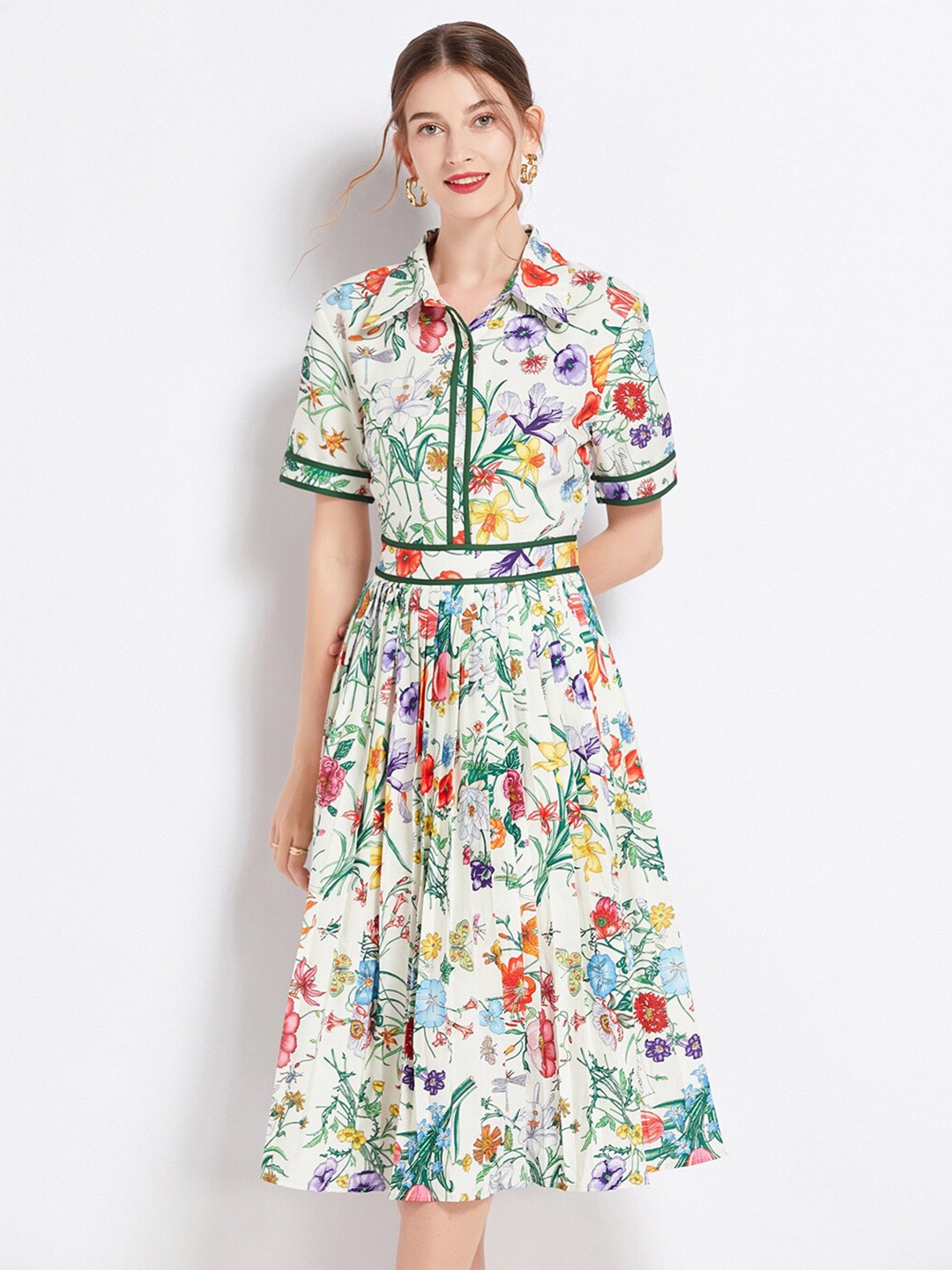 

JC Collection Floral Print Fit & Flare Midi Dress, White