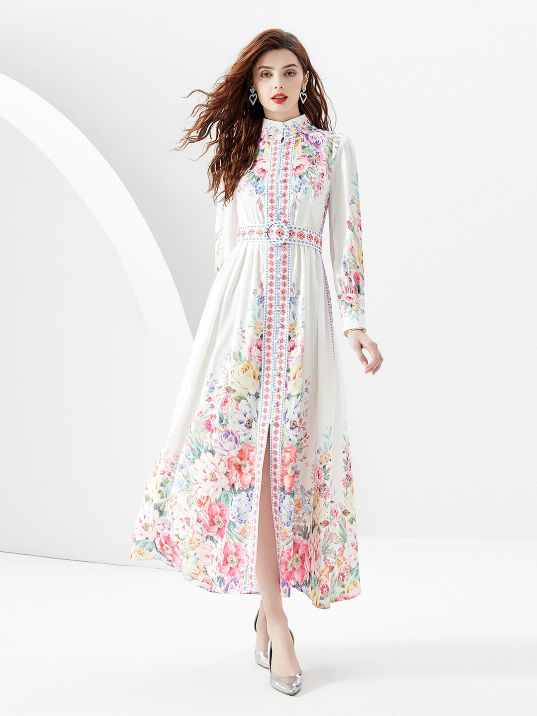 

JC Collection Floral Print Maxi Dress, White