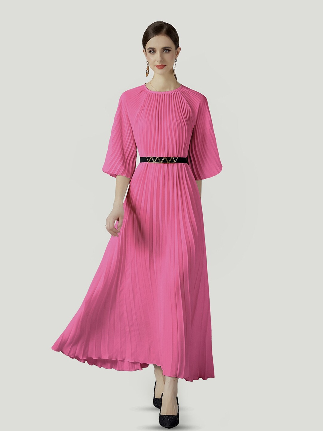 

JC Collection Flared Sleeves Fit & Flare Maxi Dress, Rose