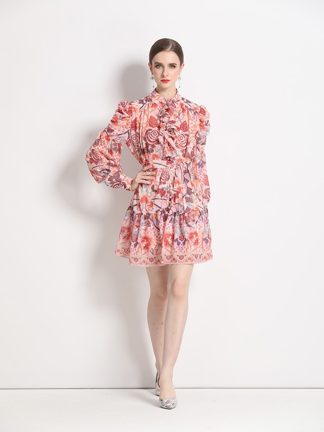 

JC Collection Floral Print A-Line Dress, Peach