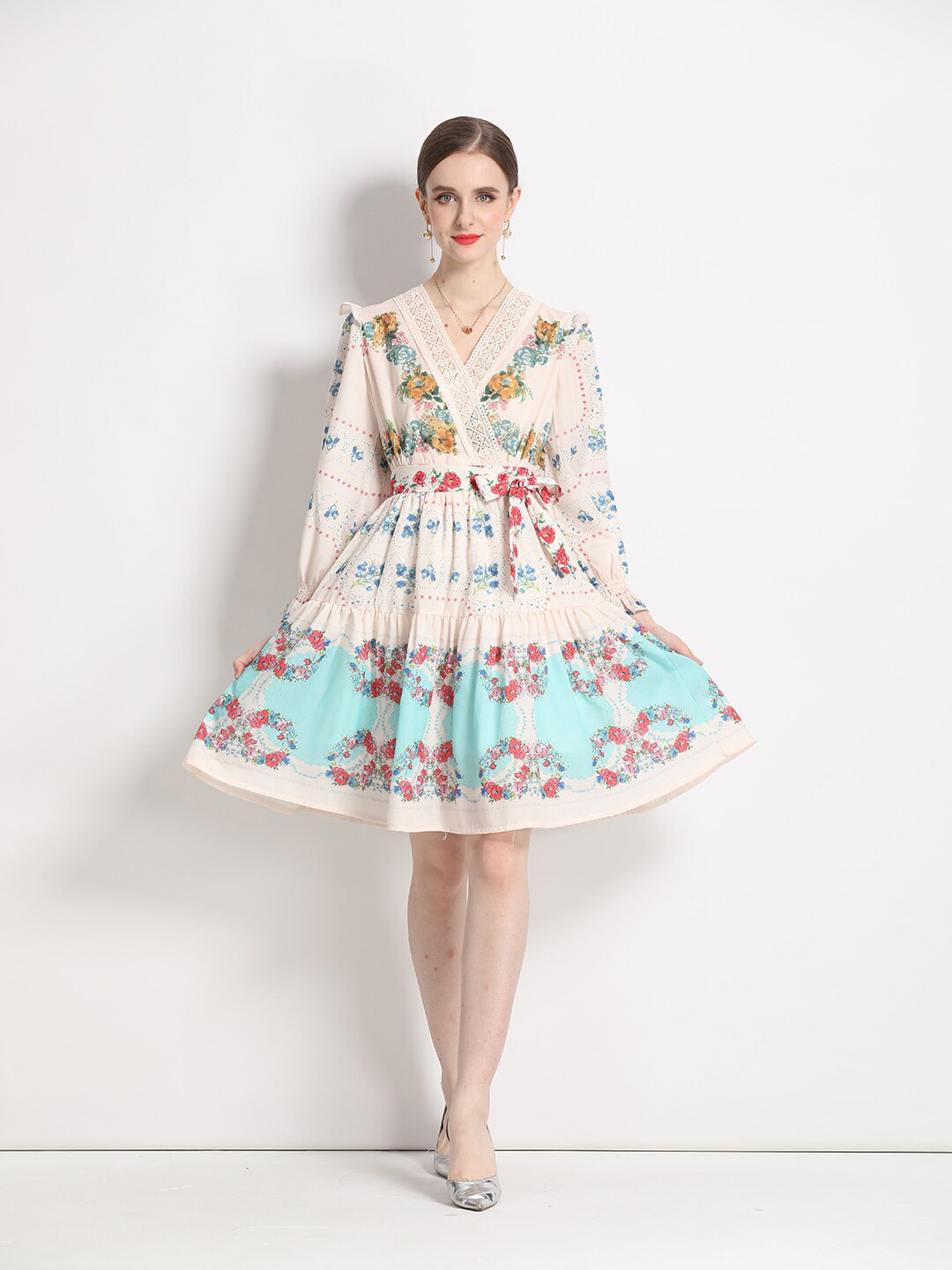

JC Collection Floral Print Fit & Flare Dress, White