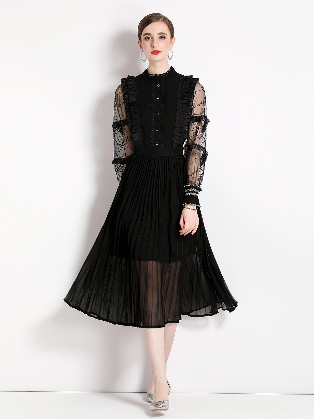 

JC Collection Fit & Flare Midi Dress, Black