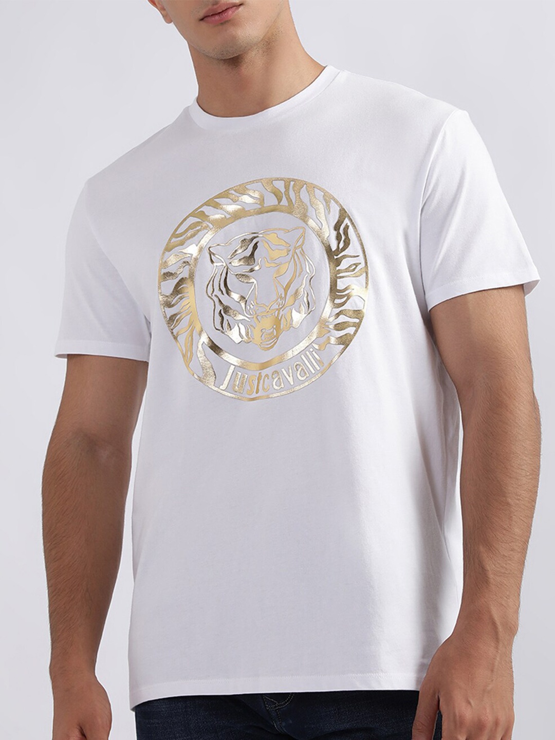 

Just Cavalli Graphic Printed Slim Fit Pure Cotton T-shirt, White