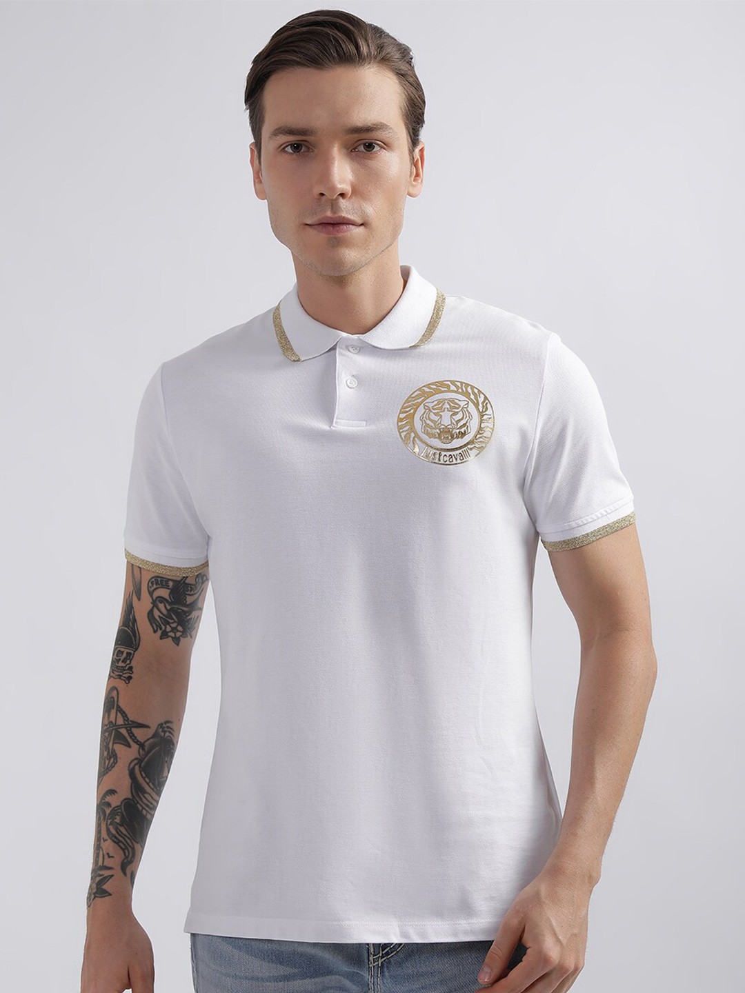 

Just Cavalli Polo Collar Slim Fit Cotton T-shirt, White