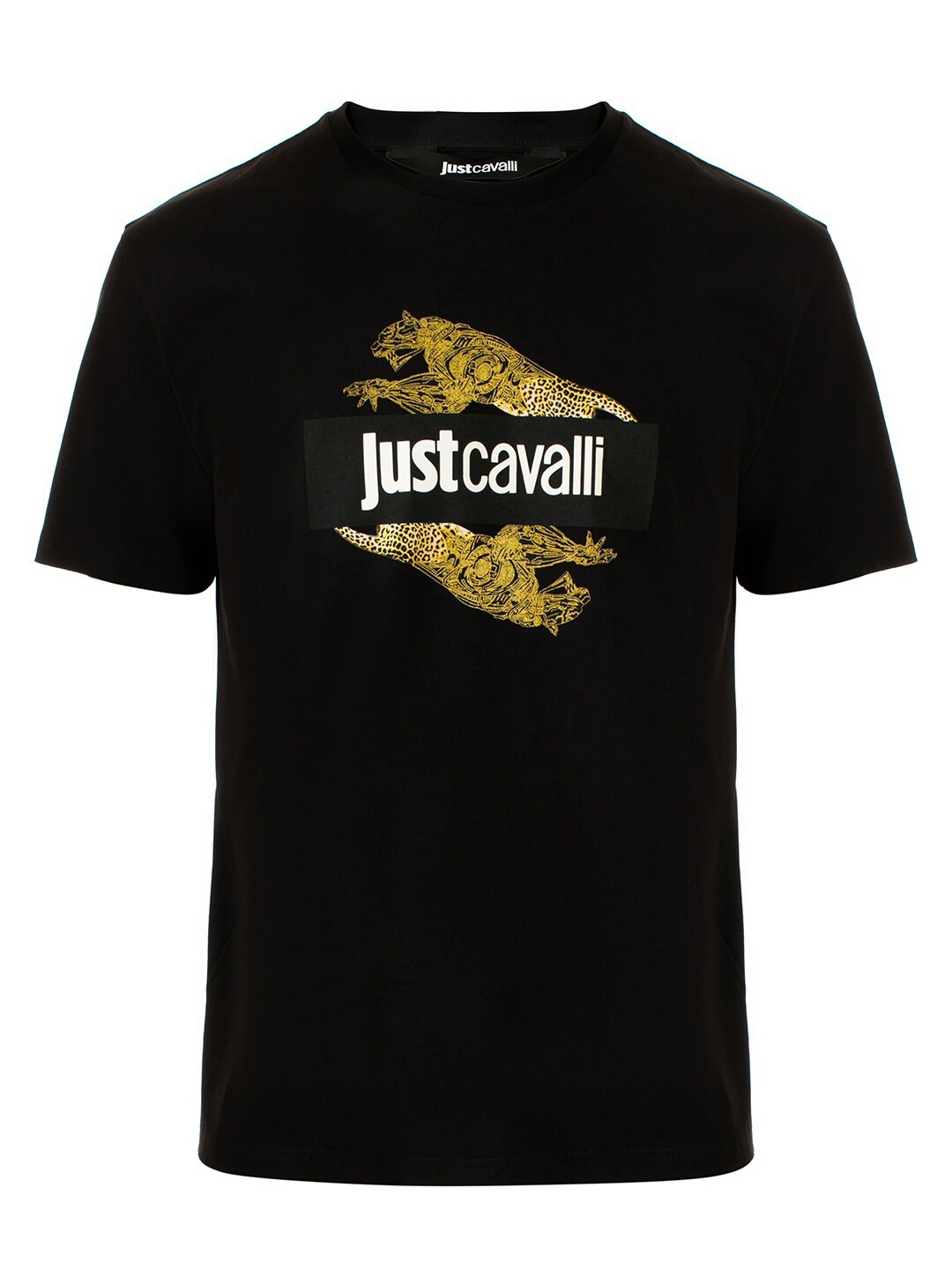 

Just Cavalli Men Black Typography Printed Applique Slim Fit T-shirt