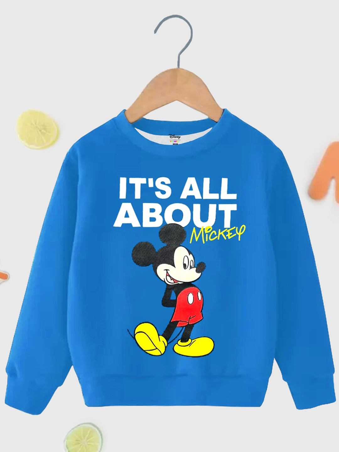 

KUCHIPOO Boys Mickey Mouse Printed Fleece Sweatshirt, Blue