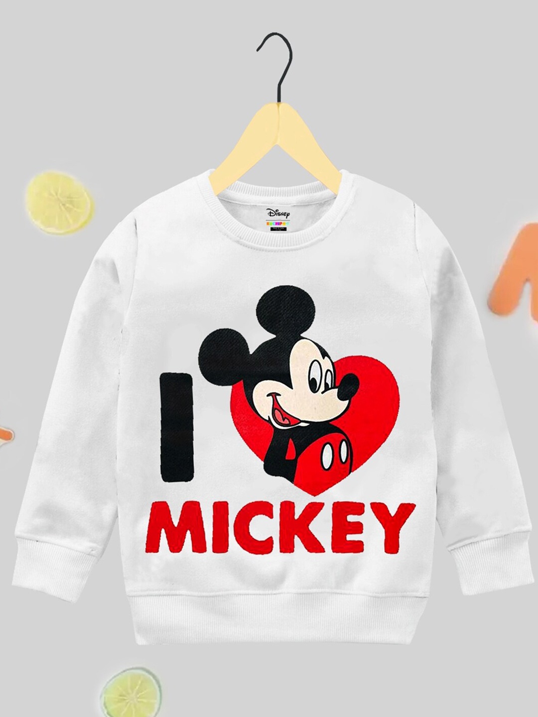 

KUCHIPOO Boys Mickey Mouse Printed Fleece Sweatshirt, White