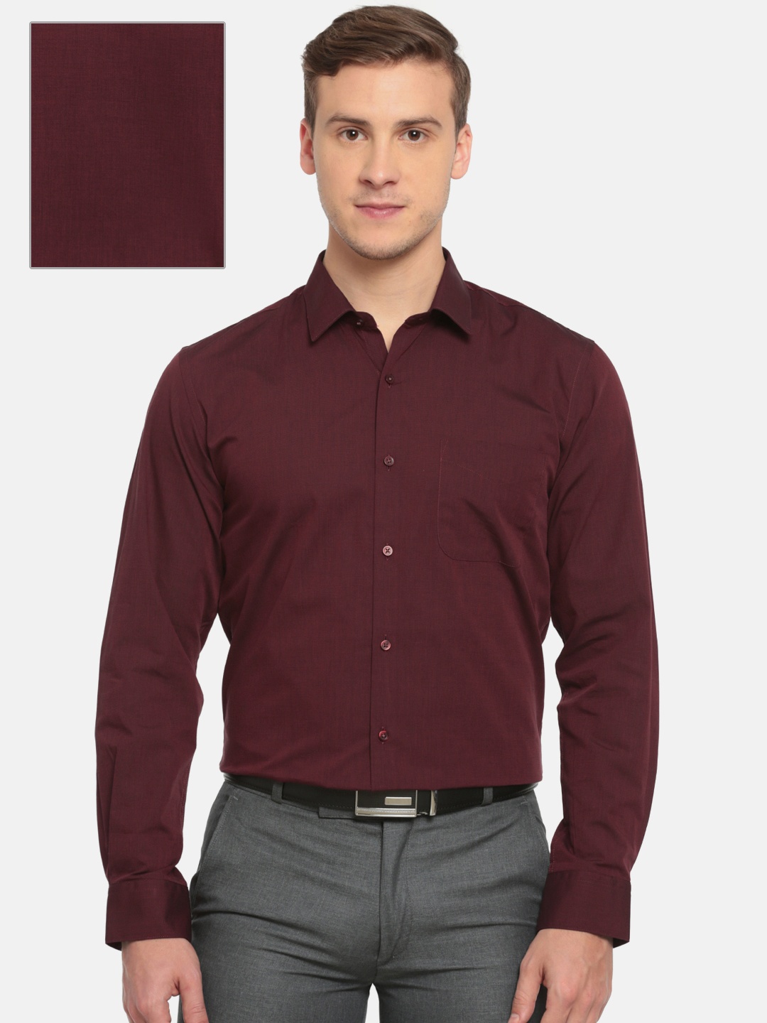 

Peter England Men Maroon Slim Fit Solid Formal Shirt