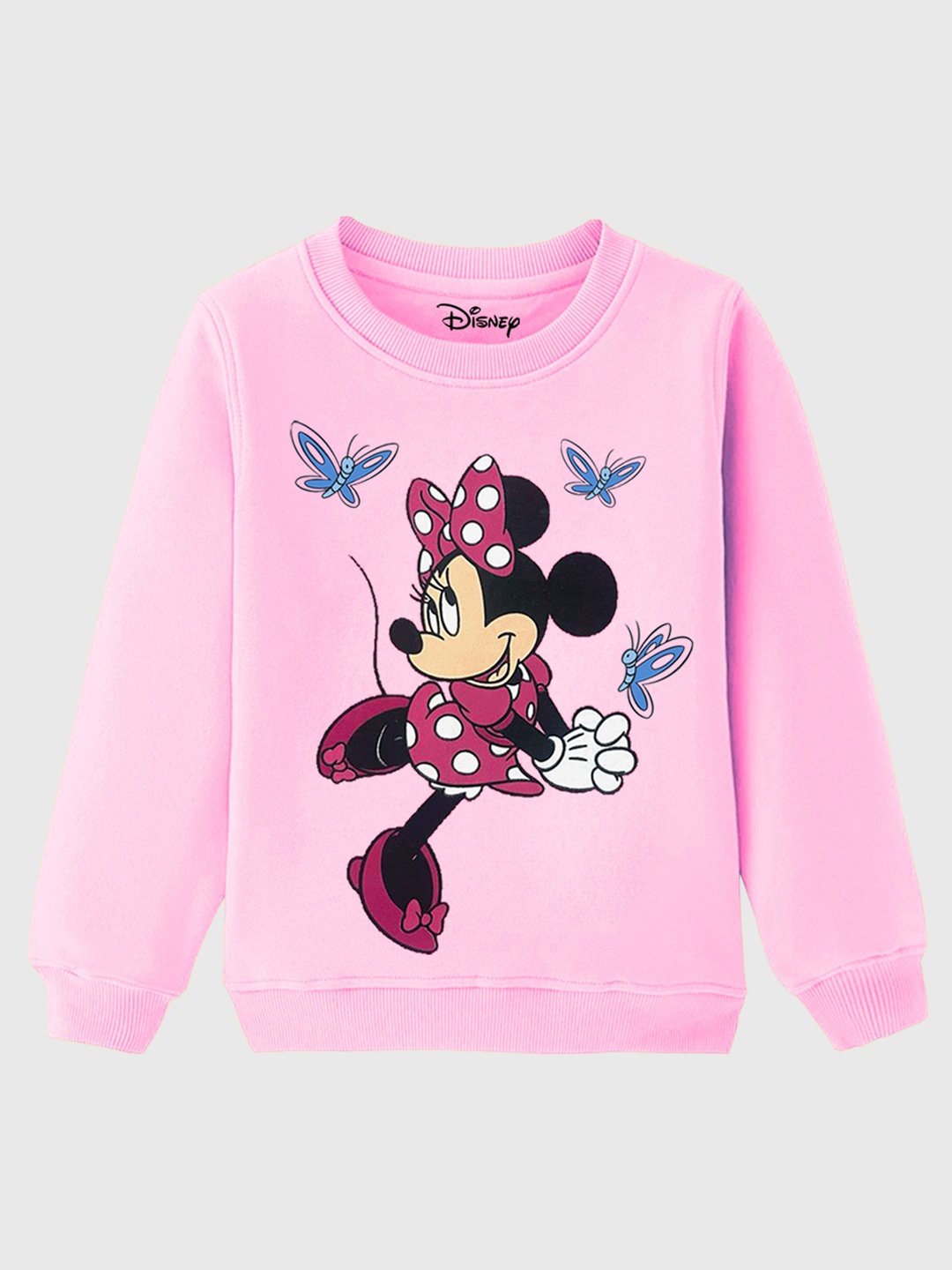 

KUCHIPOO Girls Minnie Mouse Printed Fleece Sweatshirt, Pink