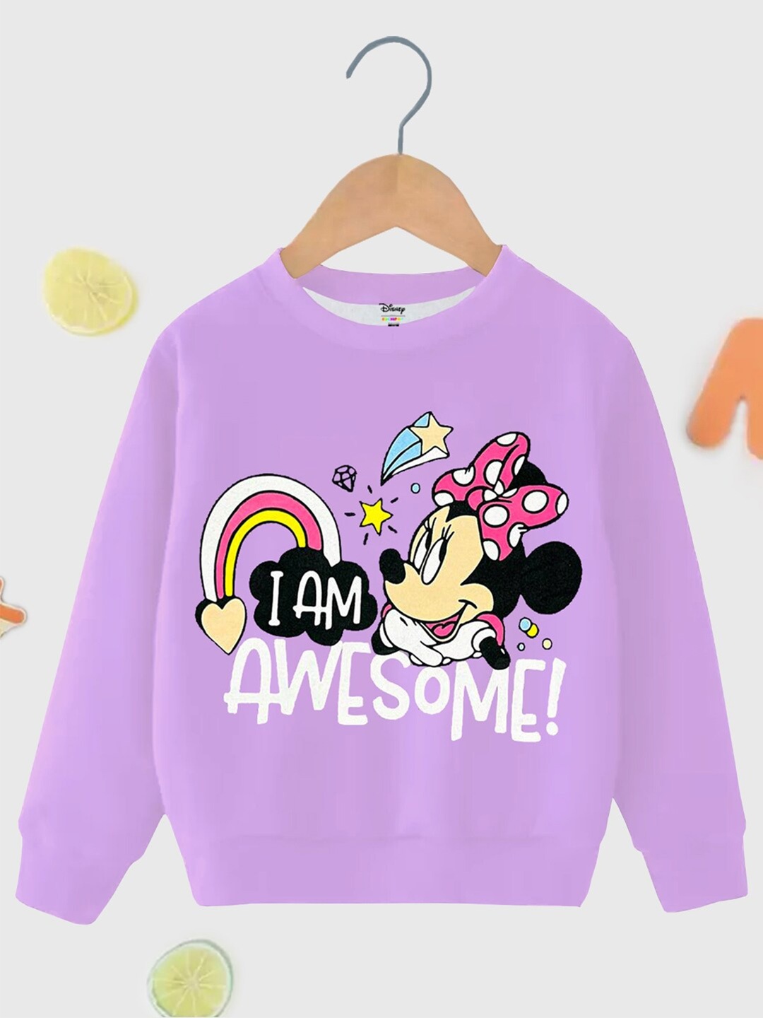 

KUCHIPOO Girls Mickey Mouse Printed Fleece Sweatshirt, Purple