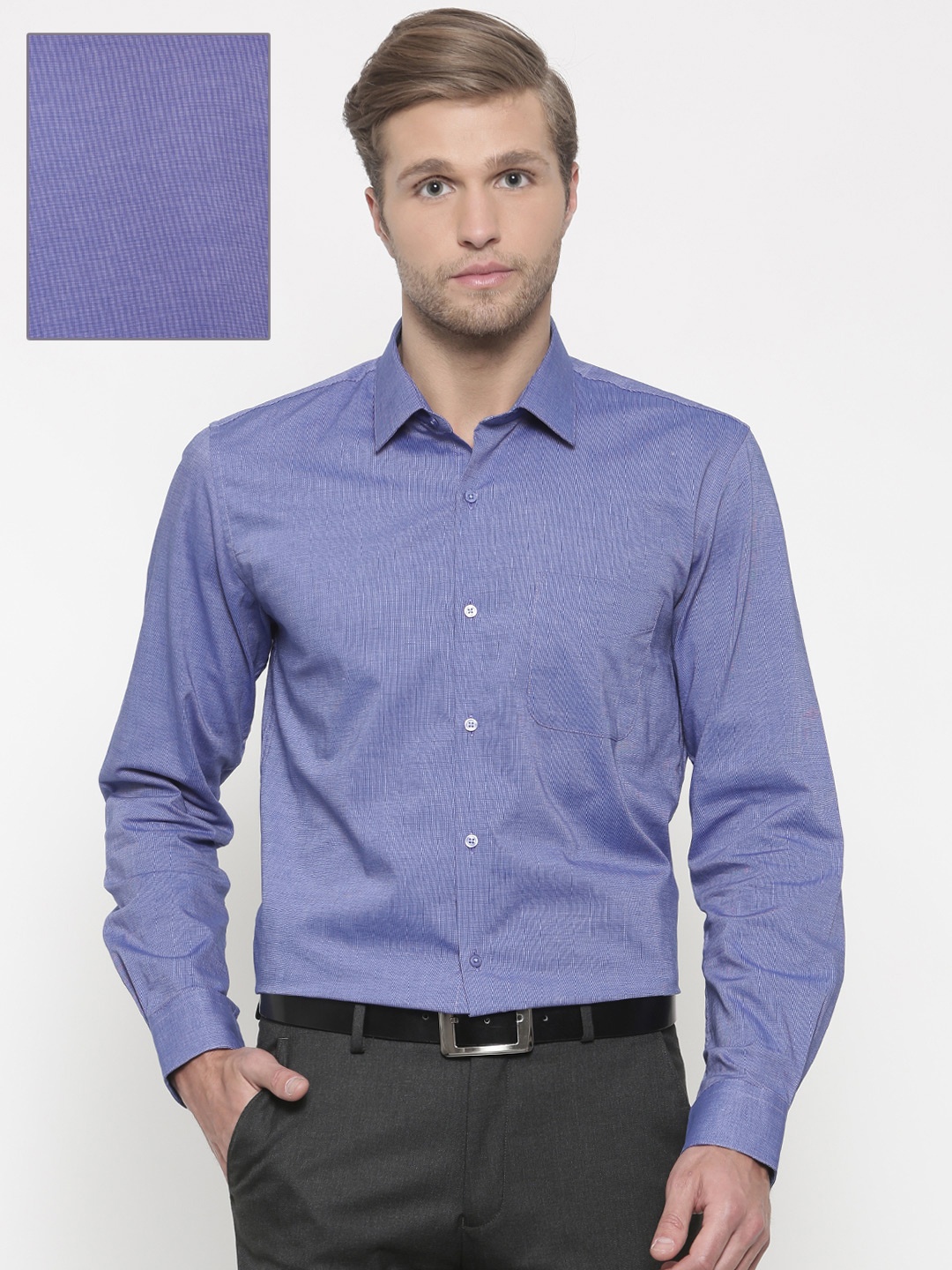 

Peter England Men Blue Slim Fit Self Design Formal Shirt