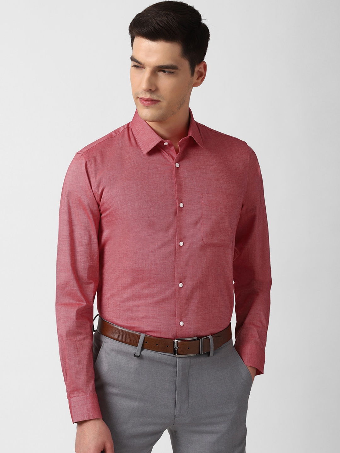 

Peter England Men Red Slim Fit Solid Formal Shirt